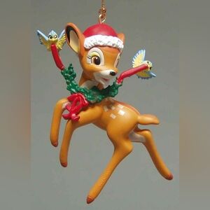 Vintage Grolier Disney Santa Bambi Bird Holly Holiday Tree Ornament